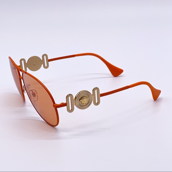 NEW VERSACE VE2249 1485/74 AVIATOR SUNGLASSES VERSACE MOD 2249 ORANGE AVIATOR - Picture 5 of 15